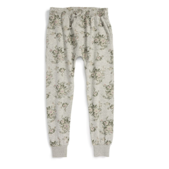 C & C California Girl Fleece Joggers Floral Gray Size M 1422 - Picture 1 of 1